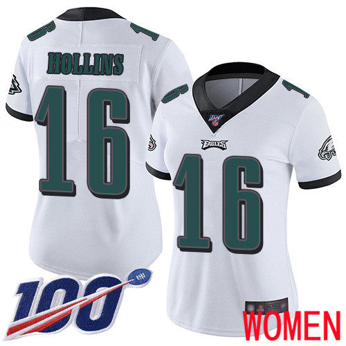 Women Philadelphia Eagles #16 Mack Hollins White Vapor Untouchable NFL Jersey Limited Player Season